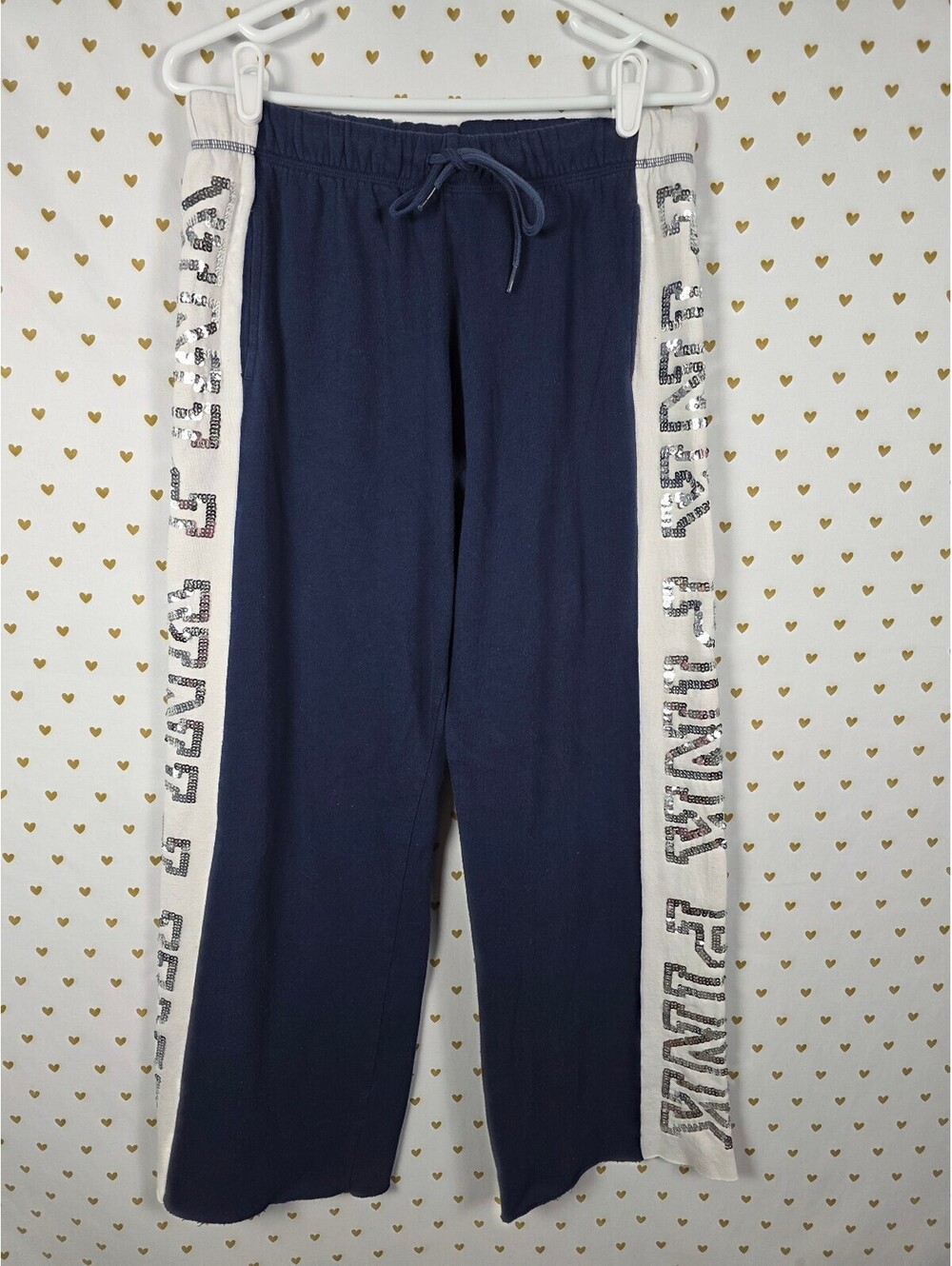 Victorias Secret PINK Baggy flared sweatpants Bling Sequined Sweats SMALL
